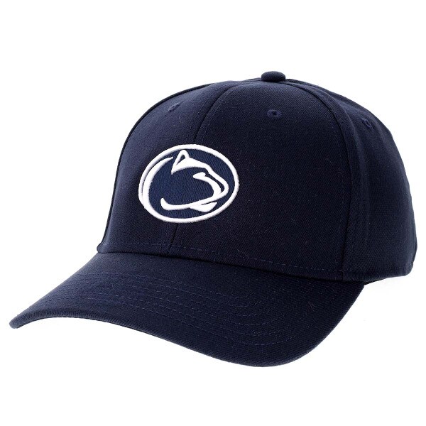 navy stretch fit hat with embroidered Penn State Athletic Logo